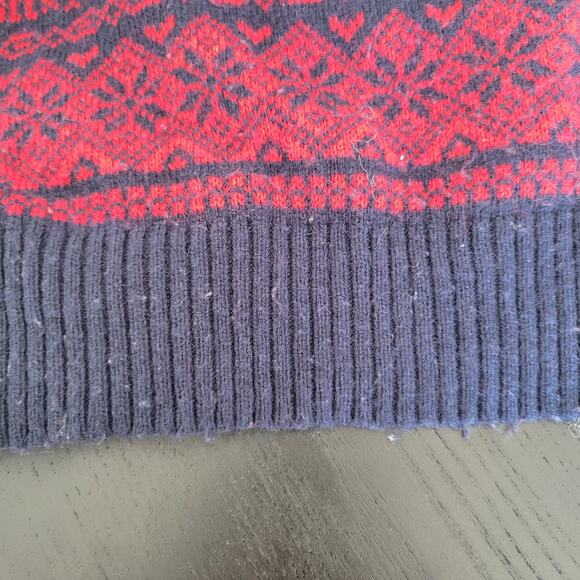 J. Crew Cheerful Fair Isle Sweater Mock Neck Red Birds Snowflakes Women Small - Picture 13 of 13